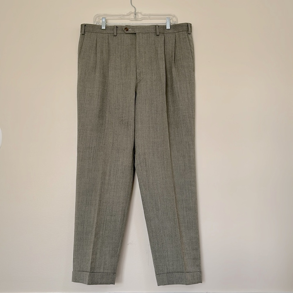Lauren by Ralph Lauren Dress Pants. Black, cream, gold. Cuffed. 38 W x 30 L.